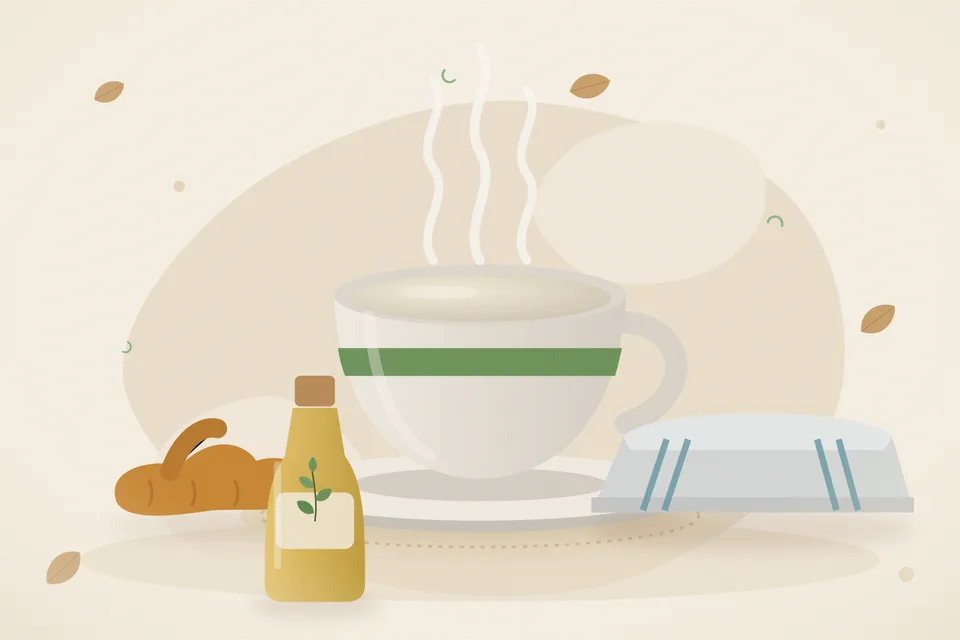 Illustrated still life with turmeric root.