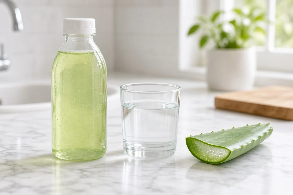 Illustrated still life with aloe vera, ice.