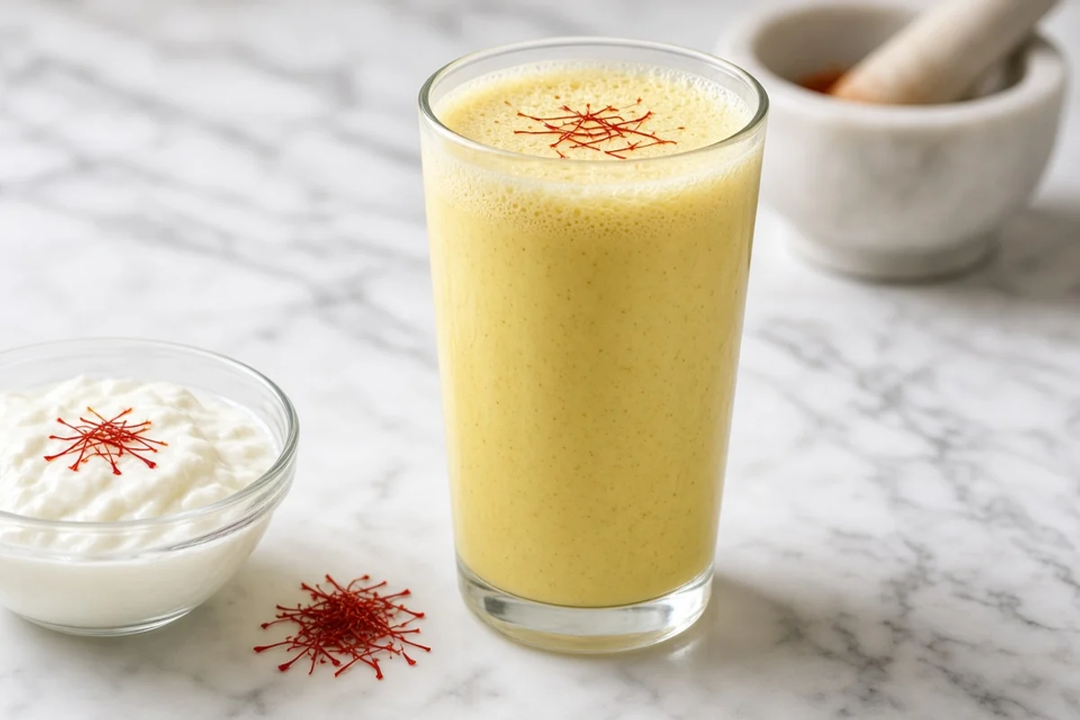 Illustrated still life with cumin seeds, rock salt, saffron, ice.